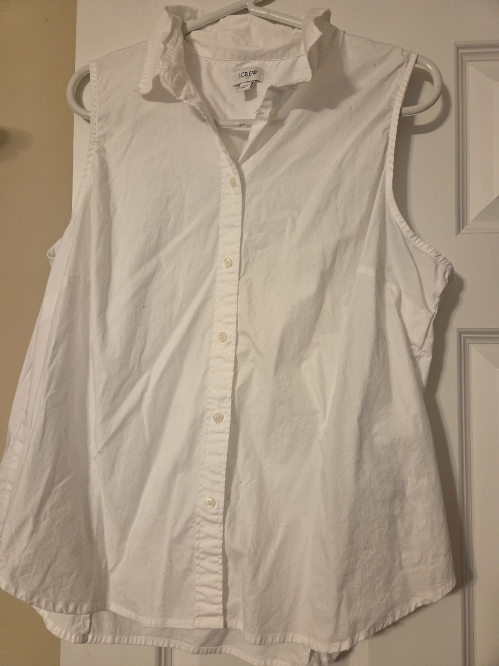 J. Crew White Sleeveless Cotton Button-Up Blouse XXL Excellent